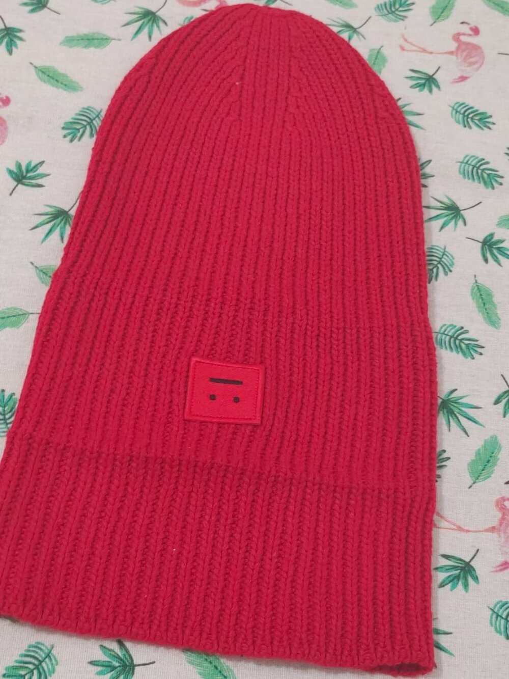 Acne Studios Iconic Face Patch Red Beanie - Picture 4 of 7